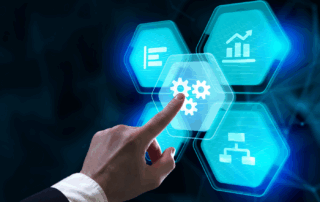 hand selecting icon on screen